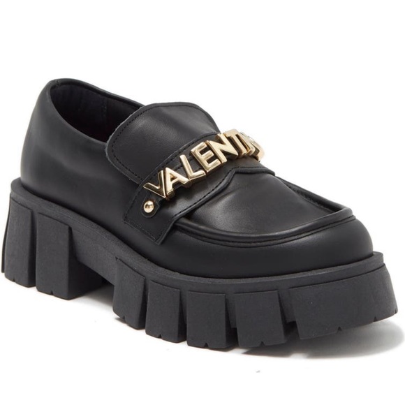Valentino Shoes - Valentino Elettra black leather platform loafer